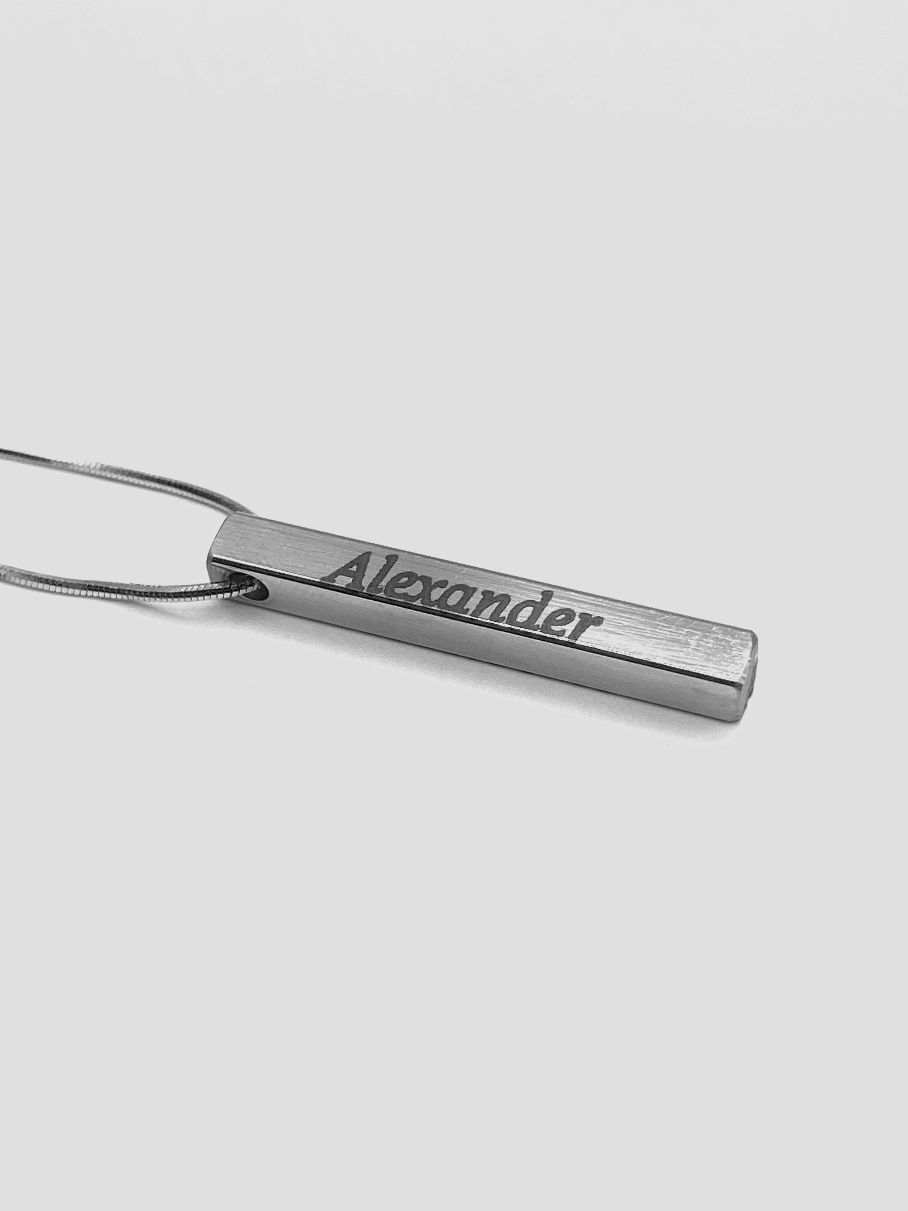 Custom 3D Bar Pendant Necklace - Personalized Name Jewellery for Gifts